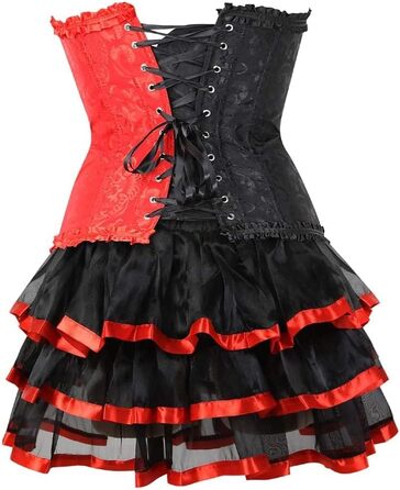 Корсетне плаття KUOSE Moulin Rouge в готичному стилі з шнуруванням, спліт-спідниця, великі розміри S-6XL, чорний/червоний