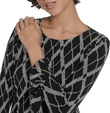 Сукня Tommy Hilfiger Lacrosse Argyle принт, 3/4 рукав, чорно-біла, розмір 40