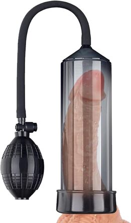 Ручний пеніс-насос TRQOYTU з мірною шкалою та помпою. Тренажер для стимуляції та збільшення пеніса. Чорний.