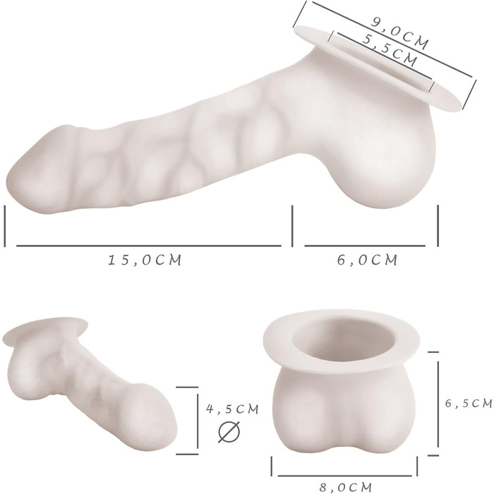 Латексний пеніс-чохол Carlos Schaftlänge 15см, золото, з основою для прикріплення до латексу - реалістичний пеніс-сleeve з великим мошонкою та виразною головкою. Зроблено в Німеччині.
