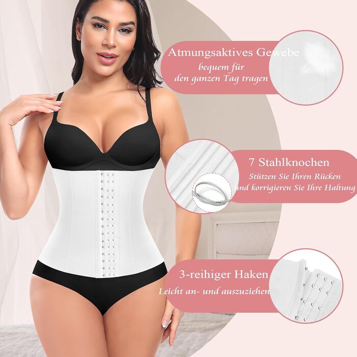 Корсет для талії жіночий, вашіть трейнер, модель #2, білий, 3XL
