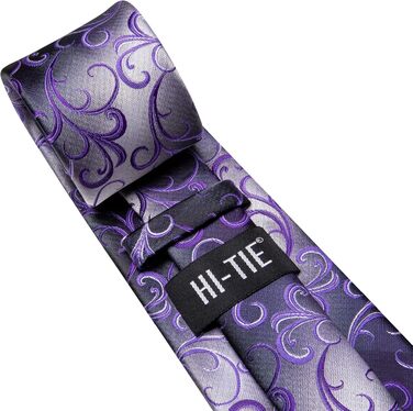 Чоловічий набір Hi-Tie: краватка, кишенькова хустка та запонки (сірий, сріблястий, лавандовий) для весілля та бізнесу