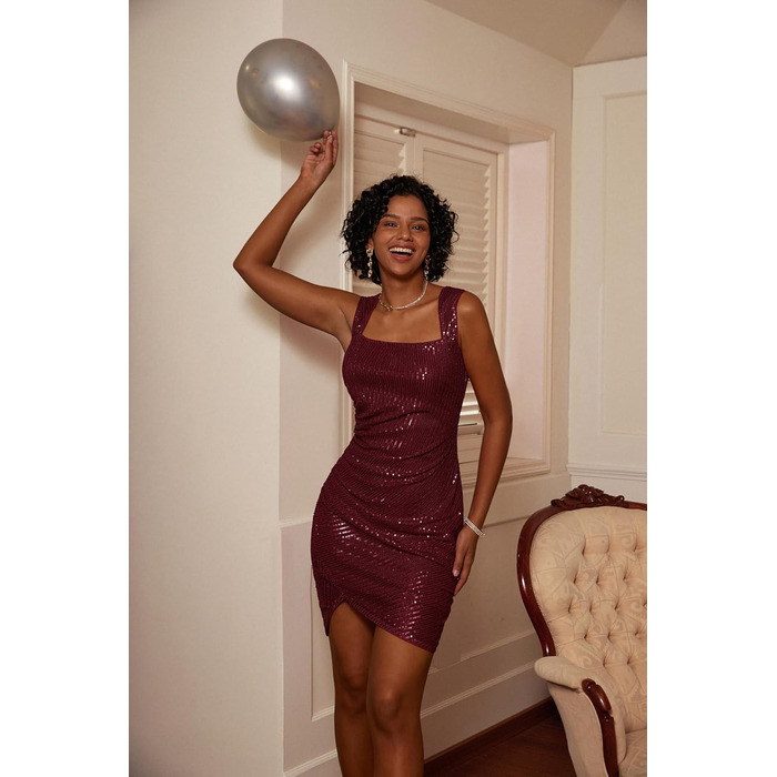 Сукня Grace Karin з паєтками, без рукавів, червона (L) - Mini, Cocktail, Party