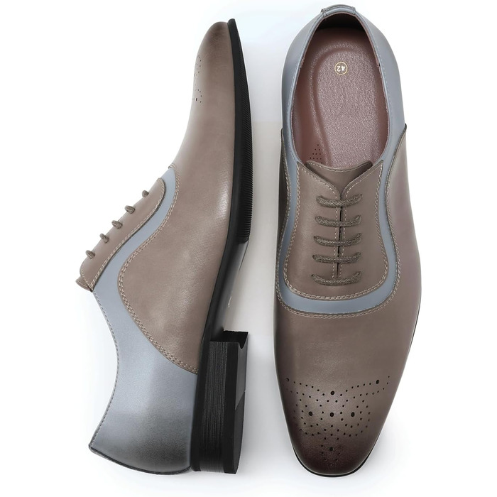 Чоловічі класичні туфлі YFFUSHI Oxford Brogues — офіційне бізнес-взуття, сіро-блакитні, розмір 40 EU