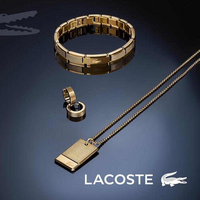 Чоловічий браслет Lacoste STENCIL зі сталі з застібкою-карабіном, колір Yellow Gold