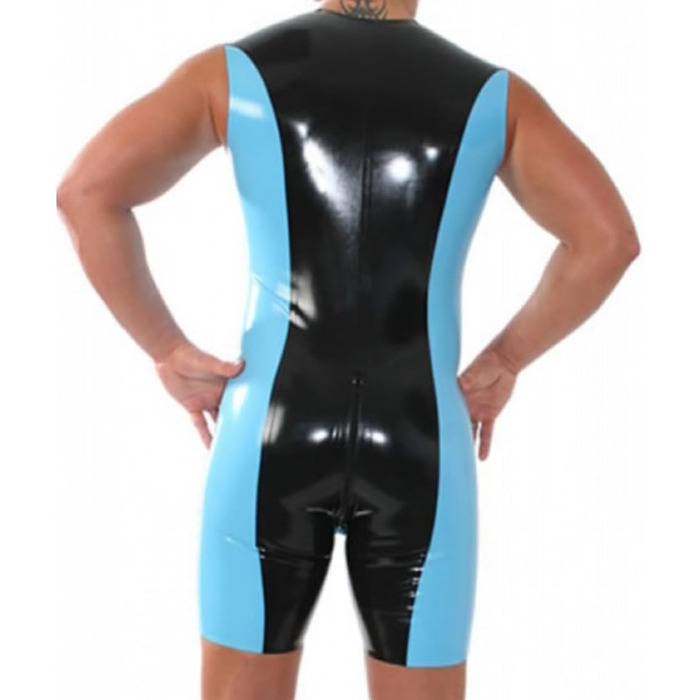 Комбінезон чоловічий латексний YZPNBW, без рукавів, з блискавкою, слімп фіт, для клубів, XL