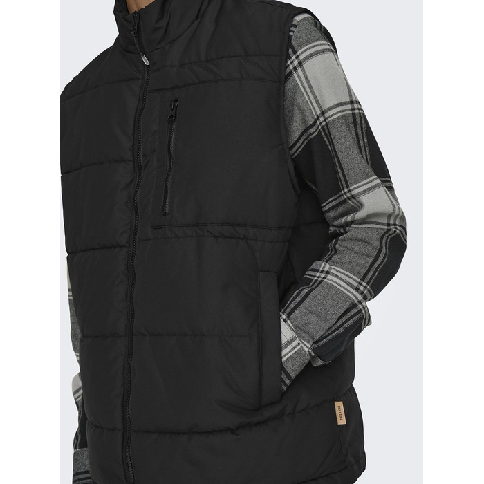 Чоловічий стібаний жилет Only & Sons Onsjake Quilted Vest, чорний, розмір S