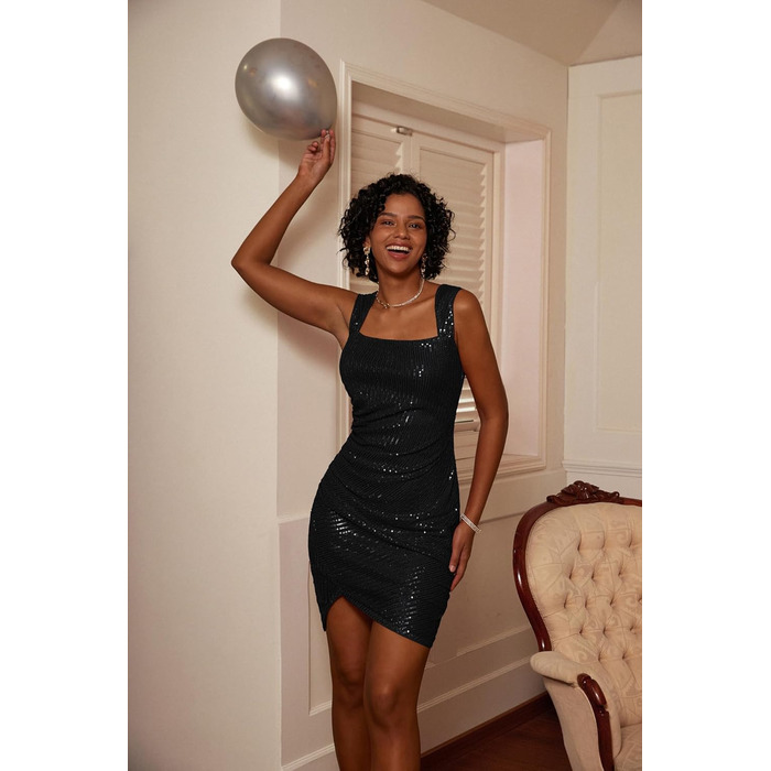 Сукня Grace Karin з паєтками, без рукавів, міні, чорна (XL)