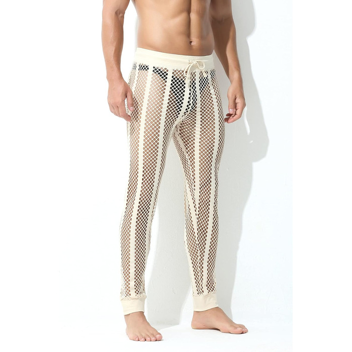 Чоловічі прозорі шорти/легінси з сітки FEOYA – сексуальна нічна сорочка, спортивні шорти, прозорі шорти з шнурком XL персикового кольору