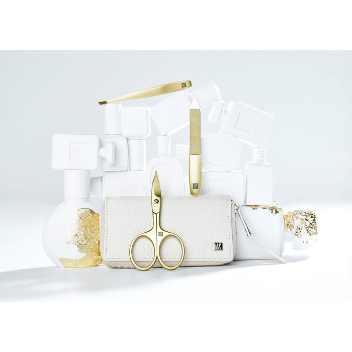 Манікюрний набір ZWILLING Premium Gold Edition (3 предмети) у шкіряному чохлі, дорожній набір для догляду за нігтями