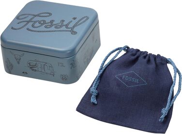 Чоловічий браслет Fossil із нержавіючої сталі та шкіри з розкладним замком, коричневий (дерево)