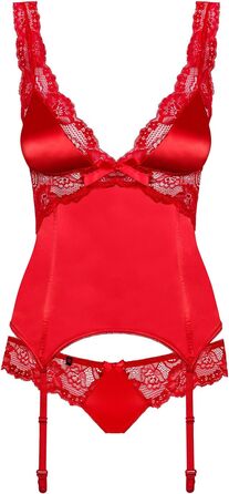 Сексуальний комплект спідньої білизни Obsessive: мереживний корсет-бра з бретелями та стрінги, подарункова коробка (L-XL, Червоний)
