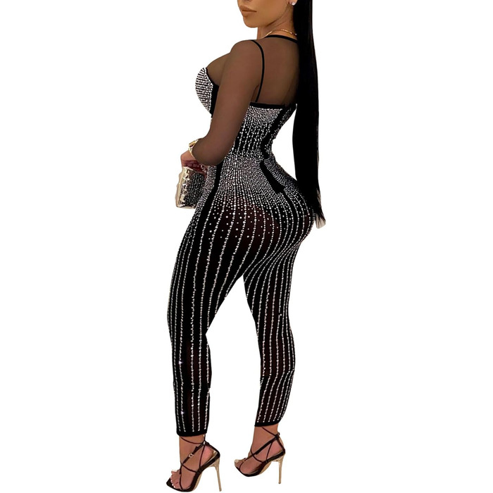Жіночий ромпер з паєтками Nagfar – сексуальний комбінезон для вечірнього виходу, коктейльної вечірки, клубу. Чорний, XXL