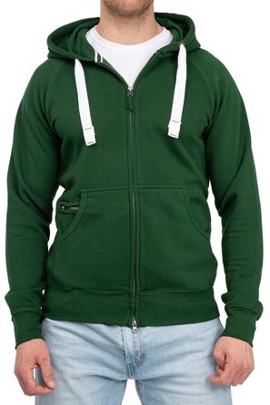 Чоловіча толстовка на блискавці з капюшоном Happy Clothing — теплий худі з флісом, бавовняна суміш, Regular Fit, зелений (S-5XL)