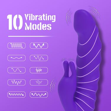 Вібратор для жінок G-Spot з подвійною стимуляцією (кролик), 10 режимів, LZYLWC (фіолетовий)