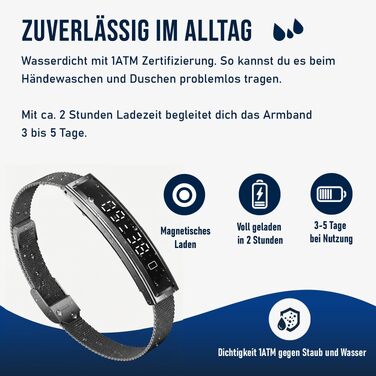 Смарт-годинник Fontastic Smartband Luxis у ювелірному стилі, LED-дисплей, моніторинг пульсу, SpO2 та стресу, трекер сну та крокомір, Bluetooth 5.3, водозахист 1ATM, металевий та силіконовий ремінці (Сірий)