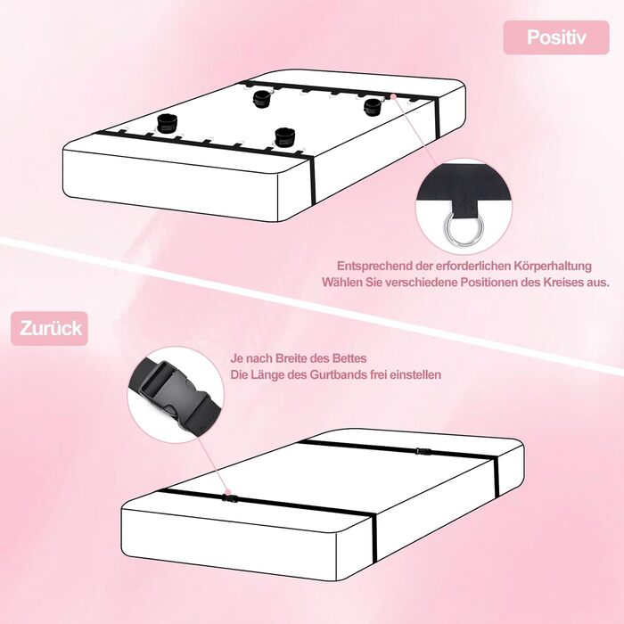 Набір для БДСМ Bett Fesseln: Фетіш-іграшки для пар з наручниками, кайданами, пов'язкою на очі та клямками. Стабільний набір для сексуальних ігор