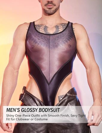 Боді для чоловіків AIEOE: сексуальний, прозорий боді, топ-майка, без рукавів, чорний