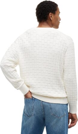 Чоловічий в'язаний светр Tommy Hilfiger Mock Cable Crew Neck (розмір XL, колір Yellow Ivory Petal) — модель MW0MW43261
