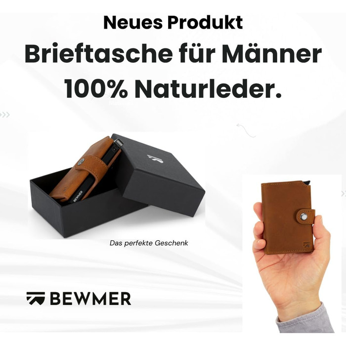 Слім-гаманець BEWMER v2 з RFID-захистом та монетницею для чоловіків та жінок, картхолдер з антиклонінгом для купюр та 9 кредитних карток (Кофе-чорний)