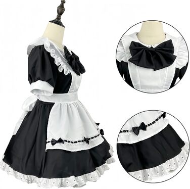 Костюм покоївки FCCAM CCAM: чорне плаття покоївки, костюм для косплею, одяг для обслуговуючого персоналу, 3XL