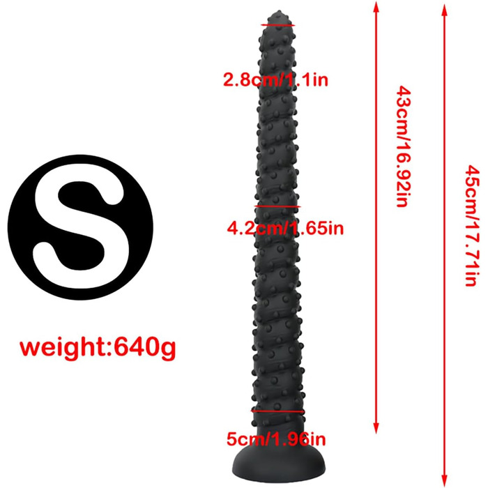 Анальний дилда Extra Langer Monster Spiral з текстурою для чоловіків та жінок, стимуляція G-точки, дилда для глибокого анального сексу, LZYLWC (S/Чорний)