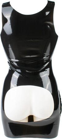 Латексне міні-плаття Rubberfashion - чорне, 0.4 мм, без бретелек, для жінок XL