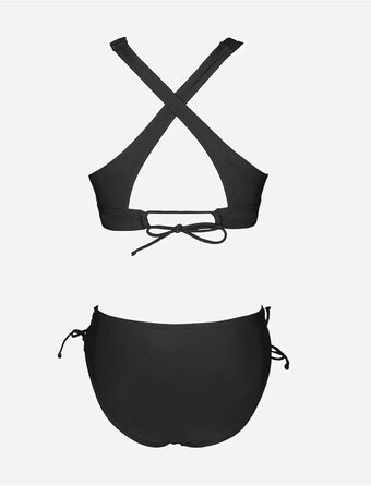 CUPSHE БІКІНІ жіночий купальник з V-подібним вирізом, на зав'язках, з драпіруванням, чорний, XL