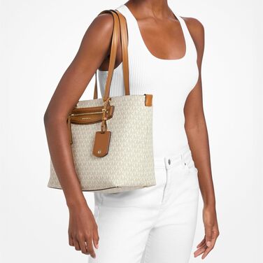 Жіноча сумка-кросбоді Michael Kors Jet Set 32S4GJSC7B, Ваніль/Коричневий, 25x17x6 см