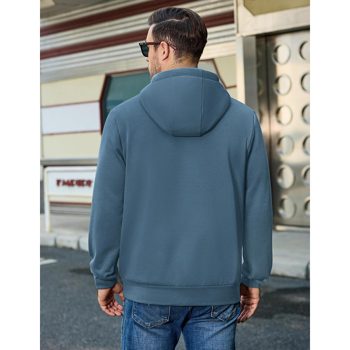 Чоловіче худі COOFANDY з капюшоном, бавовняний флісовий світшот (3XL, синій)
