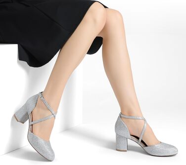 Жіночі елегантні туфлі-човники DREAM PAIRS, сріблясті, зручні класичні підбори, розмір 38 EU