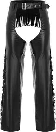 Чоловічі штани з еластичної шкіри (лак) TiaoBug, чорні, XL. Штани з еластичної шкіри, лакові, з бахромою, для вечірок та клубів