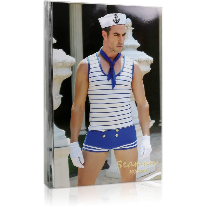 Костюм моряка чоловічий VENI MASEE для вечірки, косплей, рольова гра, комплект (1 шт), блакитний, універсальний розмір