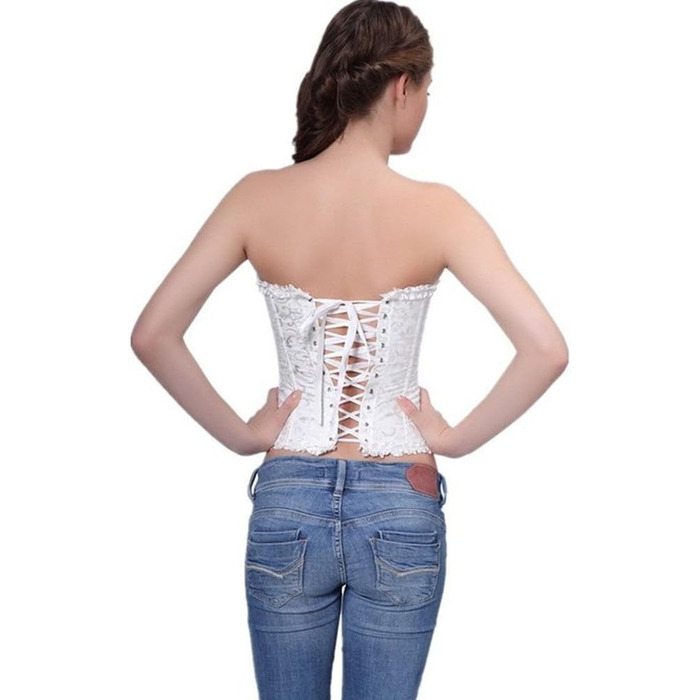 Чорний топ PhilaeEC для великих розмірів (XXL) з квітковим візерунком та корсетом