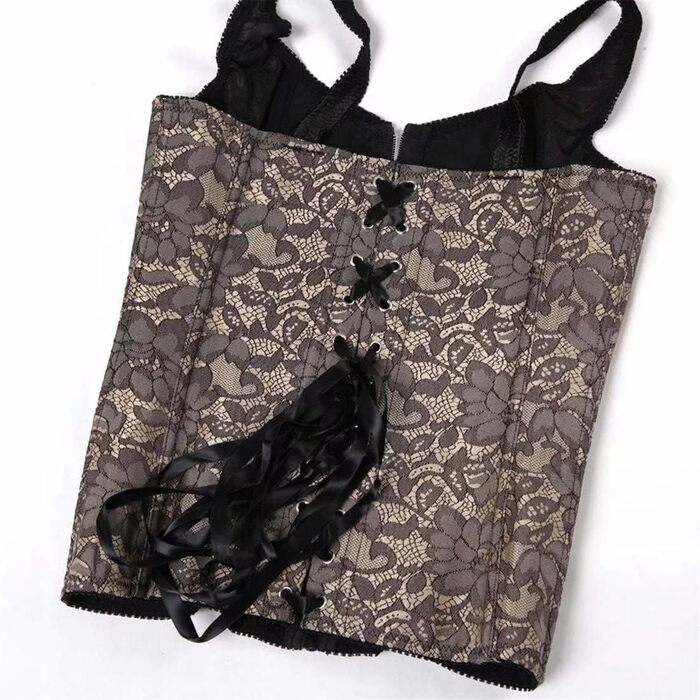 Корсет топ бюстєль для жінок, повний розмір, атлас, квіткова мережка, шнурівка, білий, 5XL