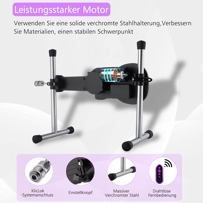 Інтимна іграшка Hismith Mini Fickmaschine: сексуальна машинка з дildo, керування через APP, система KlicLok, для жінок та чоловіків