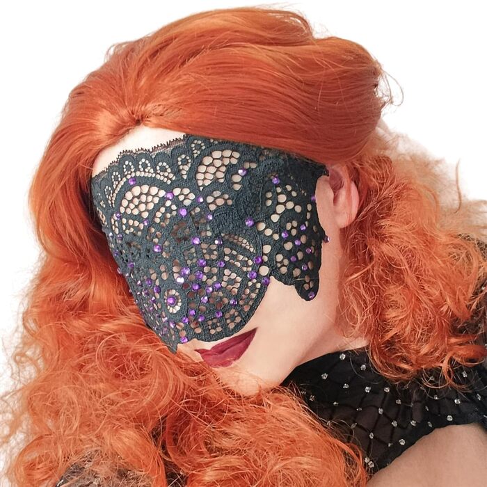 Чорна мереживна маска для жінок з чорними стразами, елегантна маска на половину обличчя, маска для маскараду та карнавалу, мереживна маска для вечірки з гумкою (Аметист)