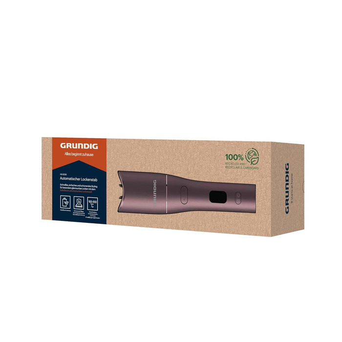 Автоматичний стайлер для завивки волосся Grundig EasyCurl HS 6230, бездротовий керамічний плойка для локонів, 3 температурні режими, LCD-дисплей, фіолетовий