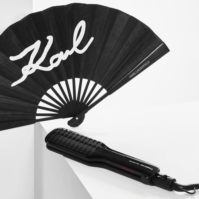Випрямляч для волосся Rowenta x Karl Lagerfeld SF411L Extra Liss: керамічне покриття з кератином, 6 температурних режимів, швидкий нагрів, чорний