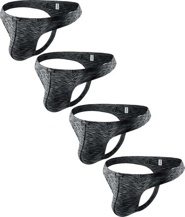 Танга чоловічі iKingsky, чорні, 4 шт. у пакунку, низька талія, швидковисихаючі