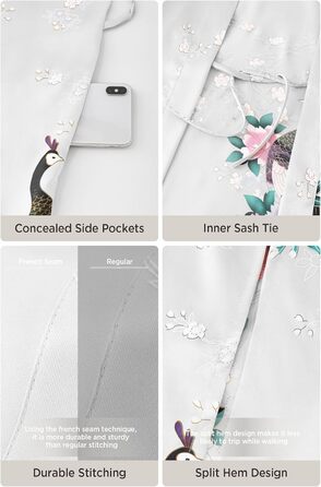 Халат жіночий довгий шовковий атласний, Kimono з принтом павича, BABEYOND