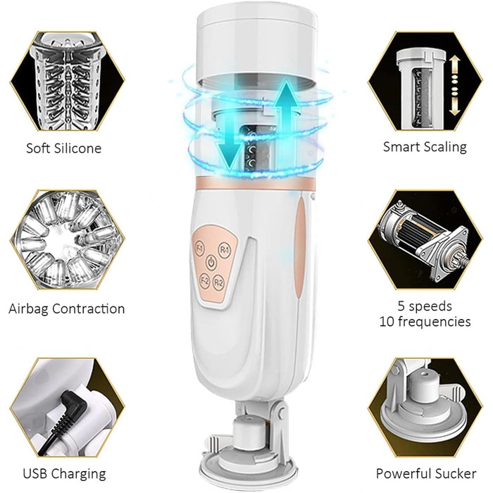 Електричний мастурбатор для чоловіків з 10 телескопічними функціями та 5 швидкостями - стимулятор пеніса, секс-іграшка