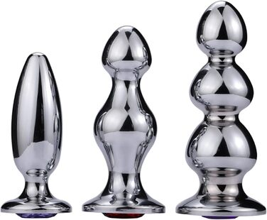 Анальний масажер Qodpxxi 3 Stile Extra Lang з металу з діамантовою основою. Стимуляція G-точки, масаж простати. Іграшки для дорослих, унісекс.