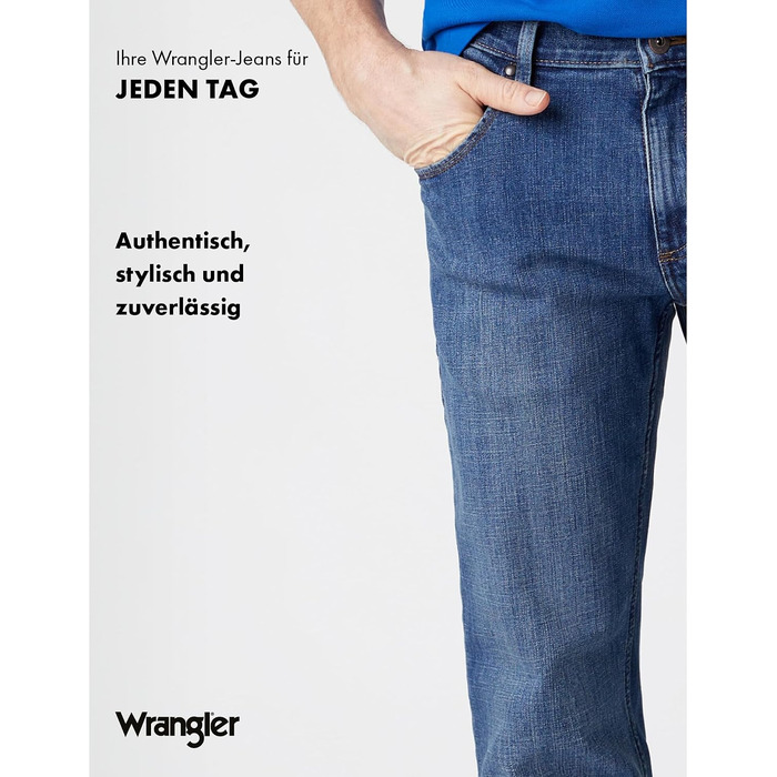 Чоловічі джинси Wrangler Straight Regular Fit середньої посадки, синьо-чорні (Mid Stone), W32 L36