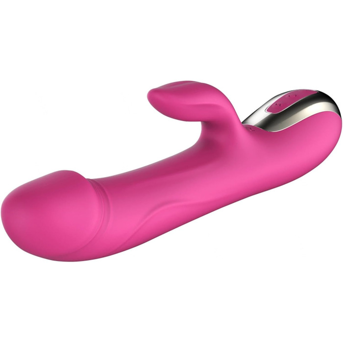 Вібратор Rabbit Silikon Dildo з 7 режимами вібрації, нагріванням та стимуляцією клітора та G-точки. Еротична іграшка для жінок, колір: рожевий