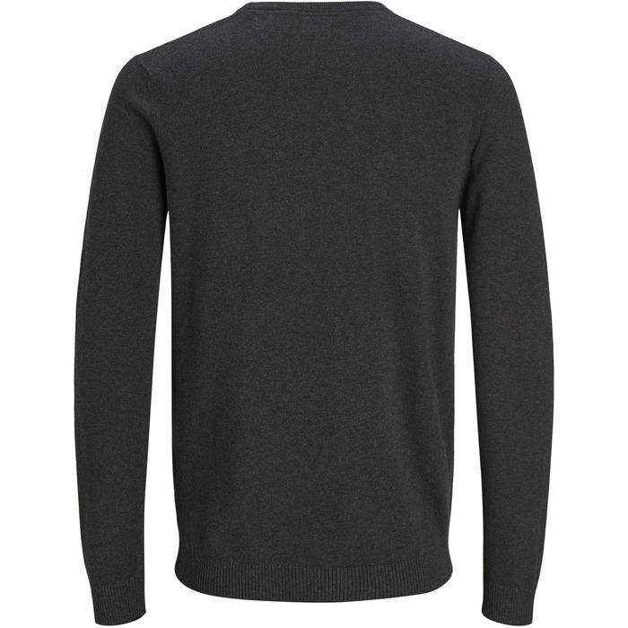 Чоловічий трикотажний джемпер Jack & Jones JJ Basic Knit Crew Neck Noos, темно-сірий меланж, розмір L