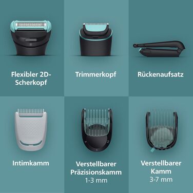 Тример для чоловіків Philips Bodygroom Series 7000 BG7480/15 для тіла та інтимних зон, водонепроникний, з гнучким 2D-лезом та насадкою для спини