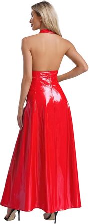 Сукня TiaoBug Daen з ефектом мокрого блиску, без бретелек, з відкритим спиною, червона (3XL)