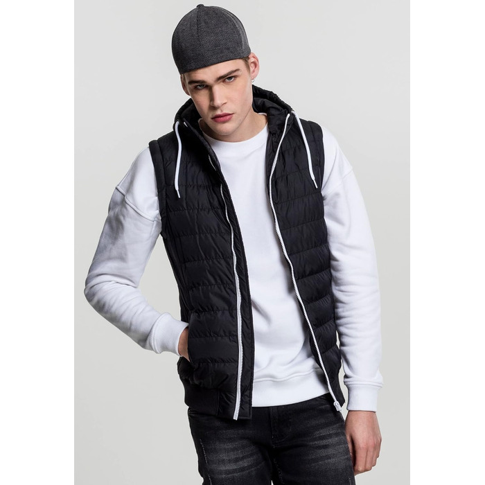 Чоловічий жилет з капюшоном Urban Classics Small Bubble чорного кольору, Streetwear Basics, розмір L