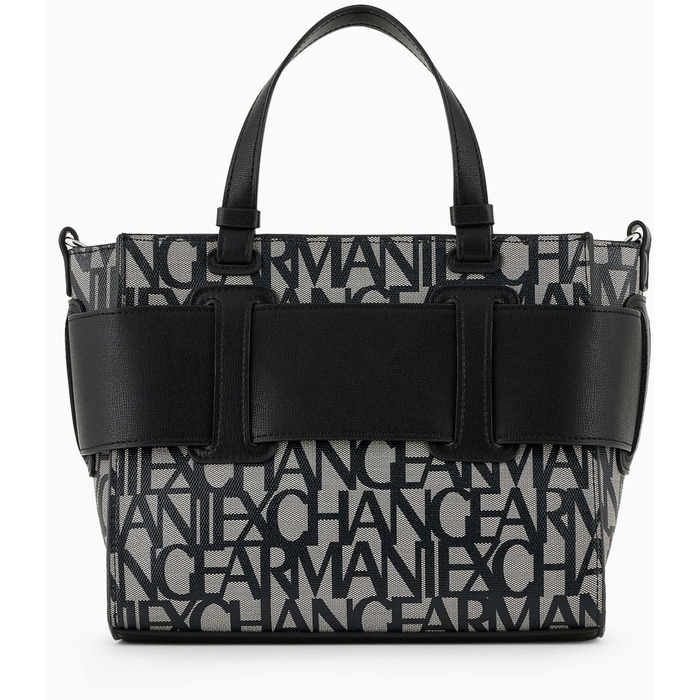 Сумка крос-боді Armani Exchange з логотипом, бежево-чорна, універсальний розмір